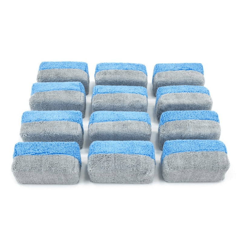 Mini Microfiber Coating Applicator Sponge w/ Plastic Barrier - 12 Pack - Custom Dealer Solutions-SX001GYB321-12